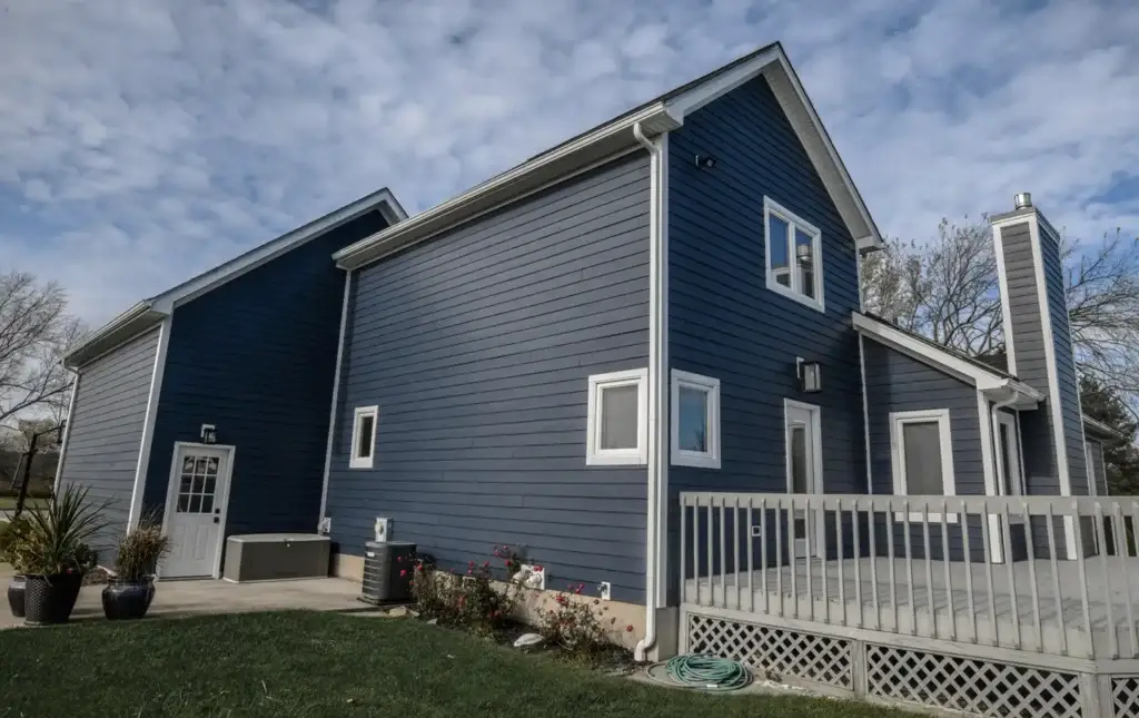 A home with new James Hardie cement board siding installed