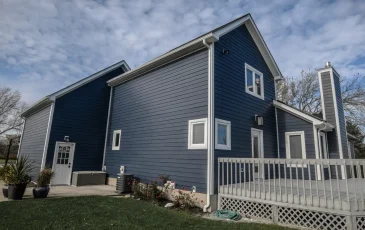 A home with new James Hardie cement board siding installed