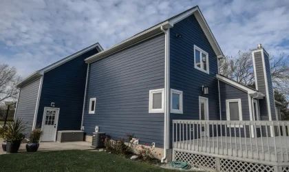 A home with new James Hardie cement board siding installed