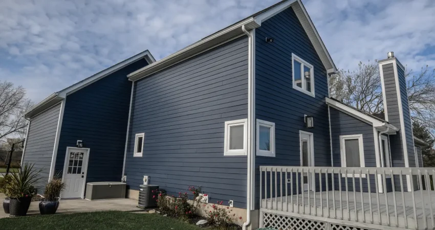 A home with new James Hardie cement board siding installed