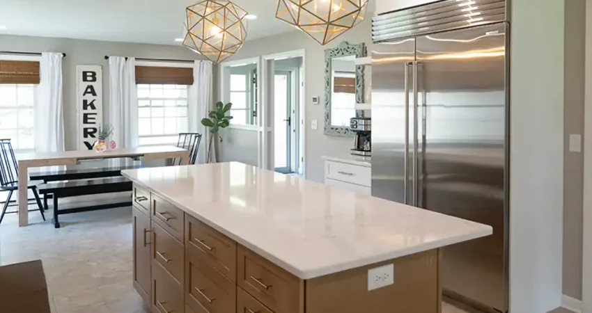 Kitchen remodel by Kaz Home Improvements in Buffalo NY with open concept design and large island