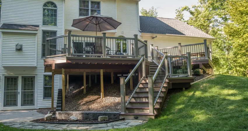 Beautiful custom deck in West Seneca, NY built by Kaz Home Improvements, Buffalo custom deck builder.