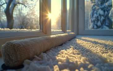 close-up photo of a fabric draft excluder placed under a window, blocking cold air from traveling into a room during winter. close-up photo of a fabric draft excluder placed under a window, blocking cold air from traveling into a room during winter.
