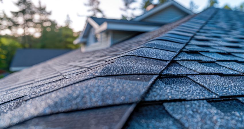 A close-up picture of a roof peak